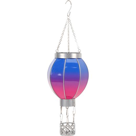 Lanterne solaire – Forme de montgolfière – Bleu dégradé – Fer – Détection automatique – Jardin, terrasse (1/4)