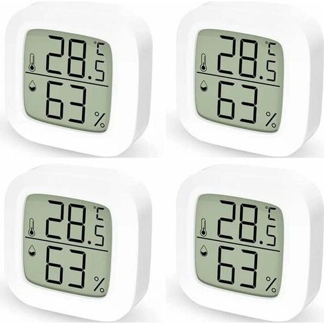 Thermometre Interieur Maison Lot de 4 Thermometre Hygrometre Numérique,Thermomètre Digital pour Chambre à Coucher (1/4)