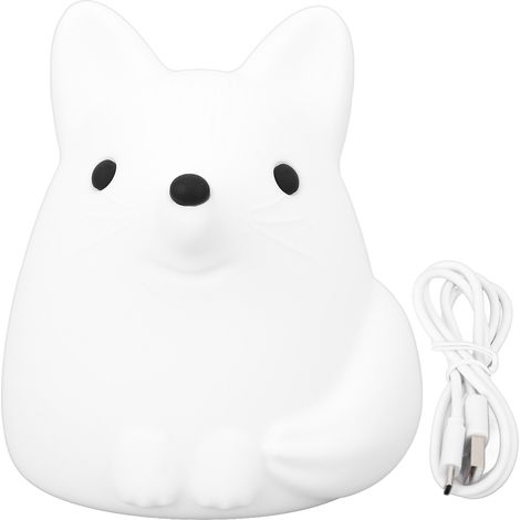 Veilleuse en forme de renard mignon, contrôle du robinet en Silicone, lampe de pépinière animale Rechargeable par USB pour décor de chambre à coucher et de dortoir (1/5)