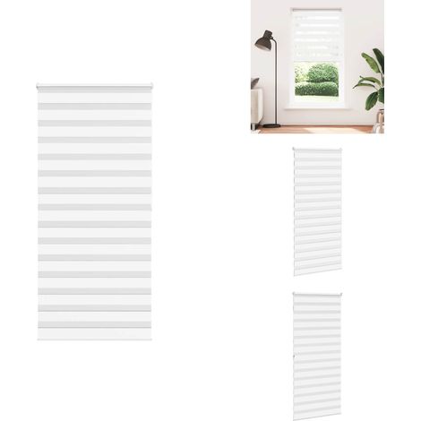 Store zèbre blanc 115x200 cm largeur du tissu 110,9cm polyester - Store Zébré - Stores Zébrés - Store À Enrouleur Zébré - Double Store À Enrouleur (1/5)