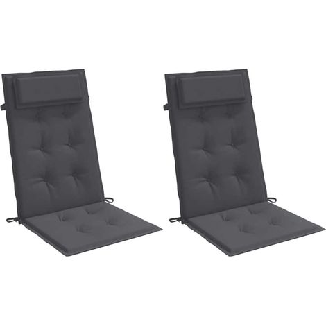 vidaXL Highback Chair Cushions 2 pcs Anthracite Oxford Fabric