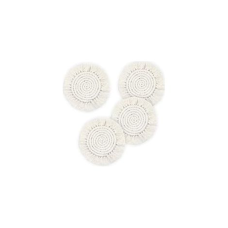 Ensemble de 4 sous-verres boho de 7,4 pouces, sous-verres absorbants mignons pour bureau, sous-verres macramé tissés faits à la main en style farmhouse pour tasses et mugs — Décoration de maison, cade (1/4)