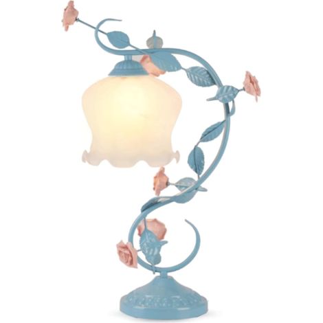 Lampe de Chevet Fleur Verre Dépoli Rose Céramique Intensité Variable Bureau Chambre (1/3)