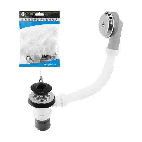 Robinet de bain sortie verticale PVC colle trop-plein allongé, GENIL. (1/5)