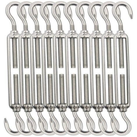 Cable Tendeur fil de fer,M5 Tendeurs de Fil,Tendeur de Cable Crochet et Crochet,Tendeurs de Cable en acier inoxydable 304 -10 Pièces (1/5)