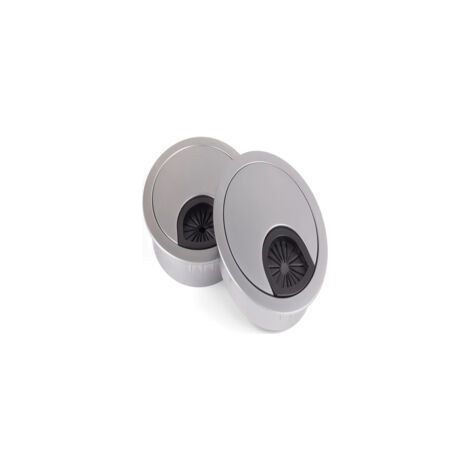 Set mit 3 Kabeldurchführungen aus Aluminiumlegierung für Schreibtische, 60 mm Durchmesser, perlsilberfarben (1/5)
