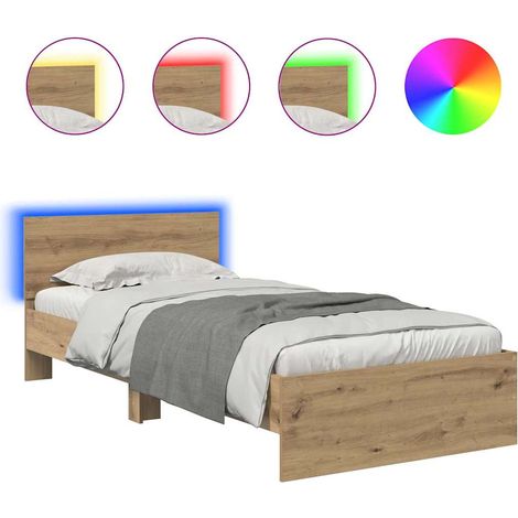 Bed Frame Artisan Oak 90 x 200 cm Engineered Wood vidaXL