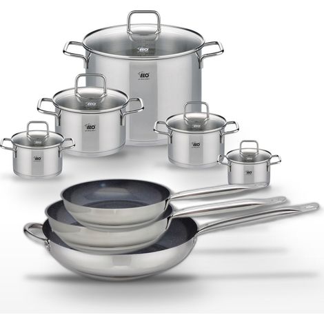 Lot de 3 Poêles céramiques Elo Profi Therm Platinum 24/28/32 cm et 5 Faitouts Elo Citrin (1/5)
