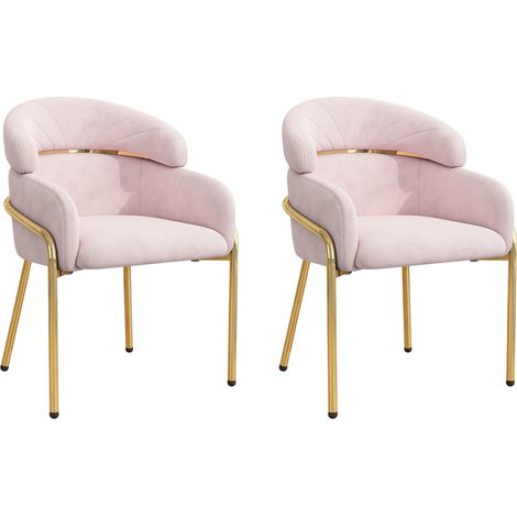 Silla de Comedor en Terciopelo, Asiento Ergonómico con 4 Patas de Metal, Rosa (1/5)