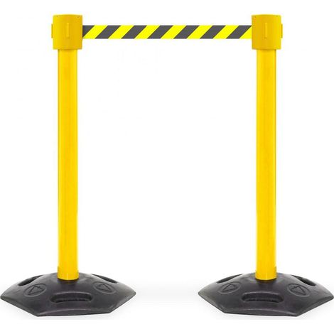 Lot de 2 poutres de délimitation - Système de guidage des personnes - Longueur de la sangle : 10 m - Sangle de délimitation - Jaune et noir (1/5)