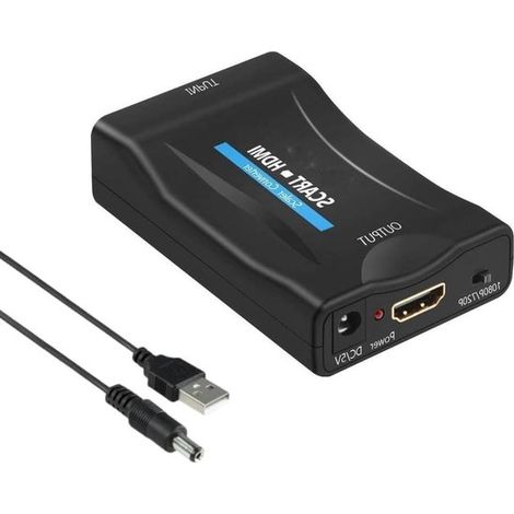 Convertitore da SCART a HDMI - Adattatore video - Collega vecchi dispositivi - Full HD 1080p - 1 pezzo - Nero