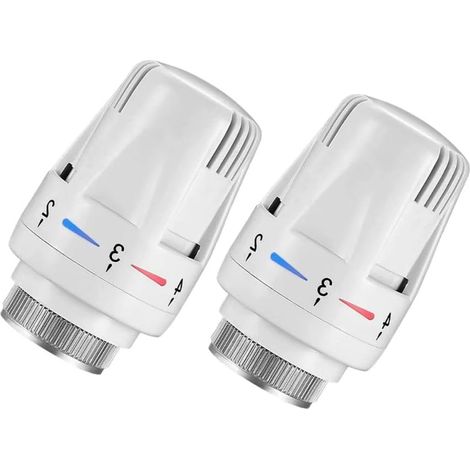 Lot de 2 têtes thermostatiques de radiateur avec contrôle automatique de la température et vanne antigel pour systèmes de chauffage à domicile ou bureau. (1/5)