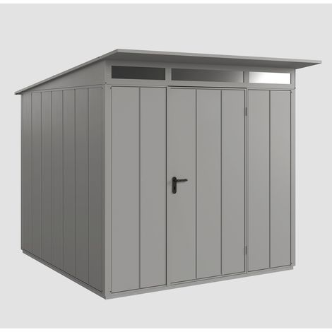 Hörmann Ecostar Metall-Gerätehaus Elegant mit Pultdach Typ 2, 248 x 283 cm, graualuminium, 5,7 m², 1-flüglige Tür