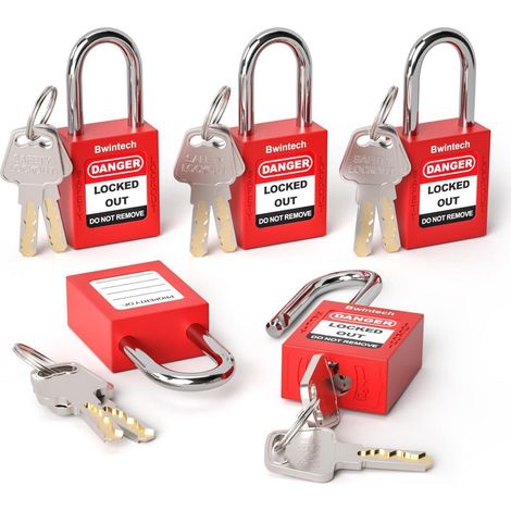 Cadenas de sécurité 38mm à clé identique rouge pour stations Lockout Tagout 5 pièces