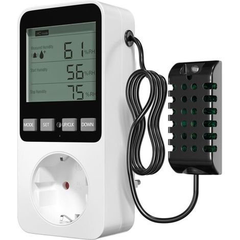 Lamptobe Prise Thermostat Hygrostat Numérique. Contrôleur de Température et d'humidité Prise avec Sonde. Alarme Régulateur Humidité Prise pour Terrarium Reptile Couveuse Incubateur Serre (1/4)