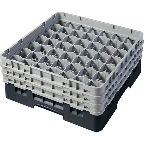 Casiers de lavage - Haut max 17.4 cm - 50 x 50 x 22.5 cm - Noir - Lot de 3 - Cambro