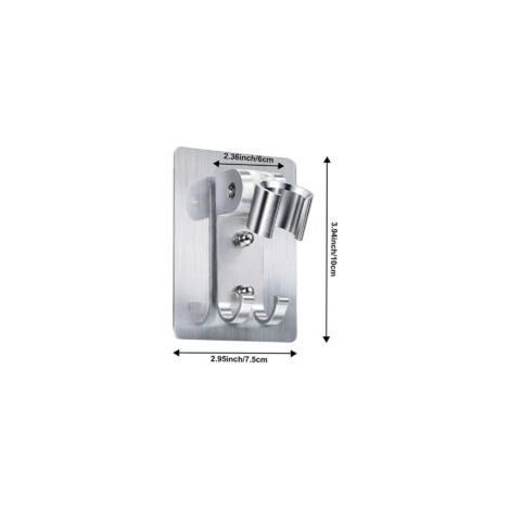 Soporte para cabezal de ducha de mano sin clavos, soporte ajustable, soporte de pared para baño con disco adhesivo, aluminio anodizado - Crezuo