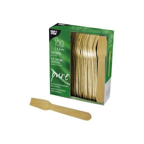 Cuillères à glace en bois « Pelle » 9,4 cm 100 pièces. (1/2)