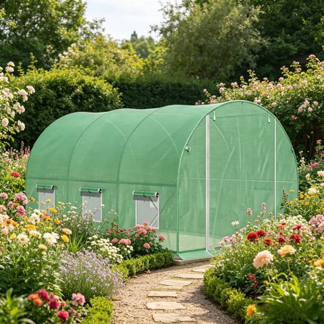 Serre extérieure avec porte enroulable zippée, grande serre de jardin, serre de cour arrière (1/5)