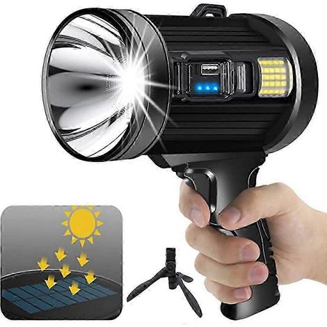 Projecteur rechargeable, lampe torche LED portable de 100 000 lumens, projecteur solaire d'extérieur ultra-performant (1/5)