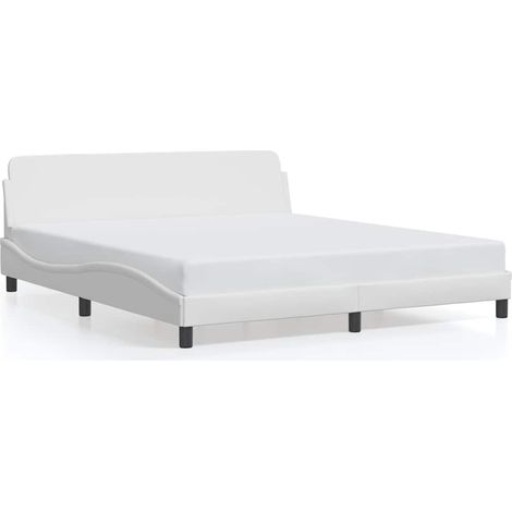 Lit double  Lit adulte  Cadre de lit Dover blanc 180x200 cm similicuir