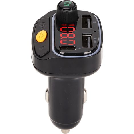Émetteur-récepteur radio FM Bluetooth C15 pour voiture, lecteur MP3, appels mains libres, double port de chargement USB et éclairage LED. (1/5)