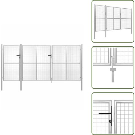 The Living Store Gartentor aus Stahl 400 x 150 cm Silber - Stahl (1/5)