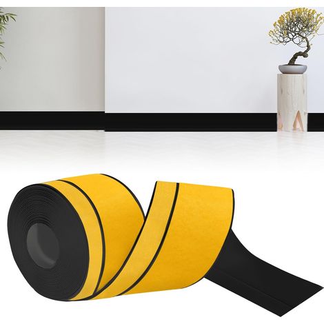 Plinthe Souple Autoadhésive, 50mm x 20mm x 12m Plinthe Adhesive PVC Imperméable, Résistant à L'huile, à L'épreuve de la Moisissure pour la Cuisine et la Salle de Bain (Noir) (1/5)