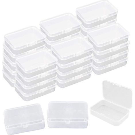30 Pcs Transparent Mini Boîte de Rangement, Plastique Conteneurs De Stockage Bijoux Organisateur Boîte avec Couvercles Flip-up pour Carte, Perle Minuscule, Jewerlry, 8,5 5,5 2,5 cm- (1/5)