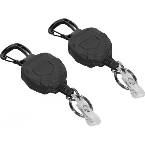 Porte-clés rétractable avec mousqueton magnétique et cordon rétractable en acier inoxydable, idéal pour le camping et la randonnée. (1/5)