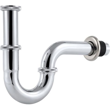Siphon en Acier Inoxydable pour Lavabo, Universel 1-1/4" Tuyau D'évacuation Réglable,Lavabo Siphon Tubulaire-Chrome (1/5)