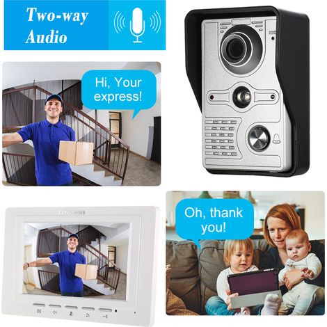 OWSOO Moniteur d'intérieur de sonnette vidéo filaire de 7 pouces avec caméra extérieure étanche à la pluie IR-CUT Interphone visuel Audio bidirectionnel Déverrouillage à distance du téléphone de porte (1/5)