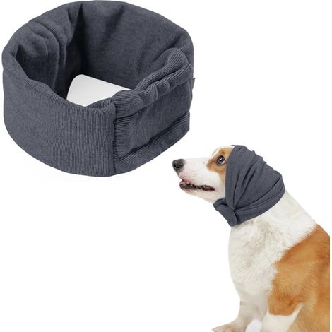 Cagoule pour animaux - S - Gris - Réglable - Protections auditives antibruit - Bandeau pour chien - pour animaux - chiens