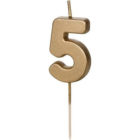Candela di compleanno numero 5, oro, 5,5 cm