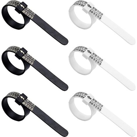 Misuratore per anelli, confezione da 6, misuratore per anelli per misurare il diametro degli anelli, misure standard UK, UE, USA, S, plastica (1/5)