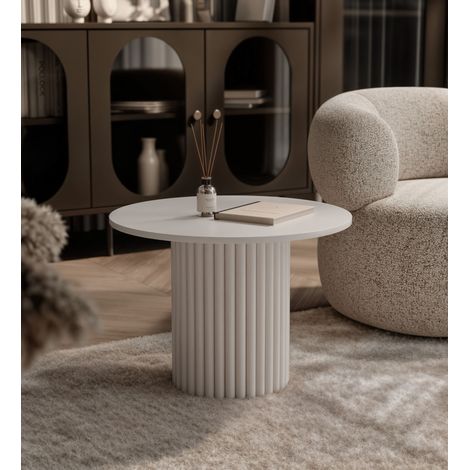 Table basse ronde BARNEY - 60x38 cm - Structure en Acier - élégant - Cachemire (1/5)