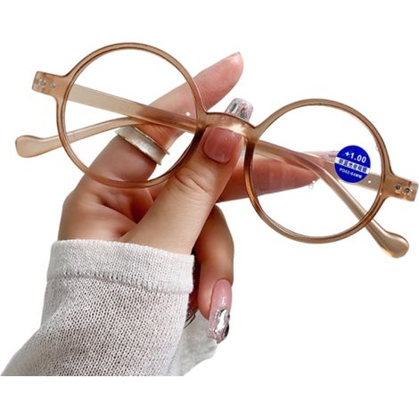 1 paire lunettes de lecture anti-lumière bleue, verres HD, forme ronde, pour adultes et seniors (1/5)