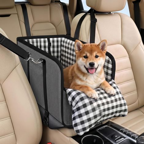 Kleiner Hundeautositz – Wasserdichte Mittelkonsole für Haustiere – Herausnehmbarer Autositz mit Sicherheitsgurt – Dickes Kissen für Welpen und (1/5)
