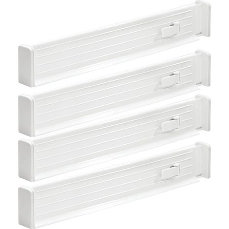 APEX Adjustable Drawer Divider (Set of 4) – Cutlery Organizer for Kitchen Drawer – for Bedroom Drawer – White (1/5)