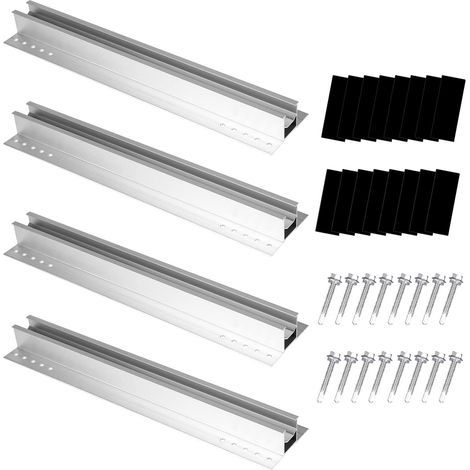 Montagesatz für Solarmodule – Aluminiumschienen – Für Trapezdächer – Für 4 Module (1/5)