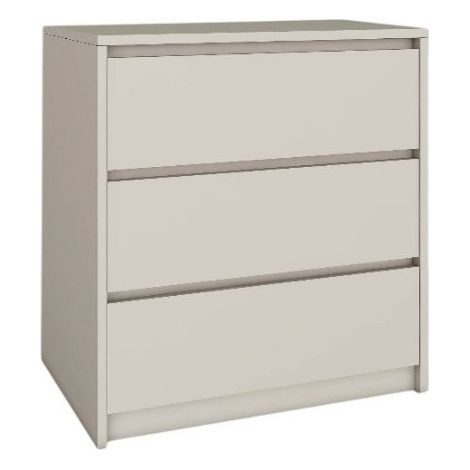 Cassettiera moderna a 3 cassetti, color cashmere, senza maniglie, 70x75,2x43 cm (1/5)