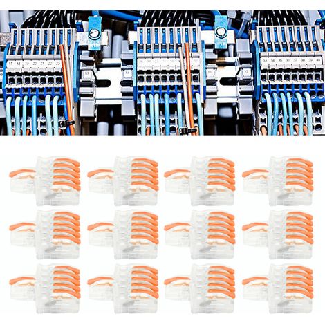 20 blocs de jonction rapide transparents de type T, connecteur répartiteur à bouton-poussoir, connecteur parallèle, une entrée et cinq sorties, SPL-F15 orange transparent. (1/5)
