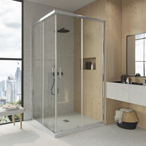 BATHME LONDON-4 Mampara Ducha Angular Cromo Transparente - Medida: 68-70x113-115 cm - ref: BVF2R070X115