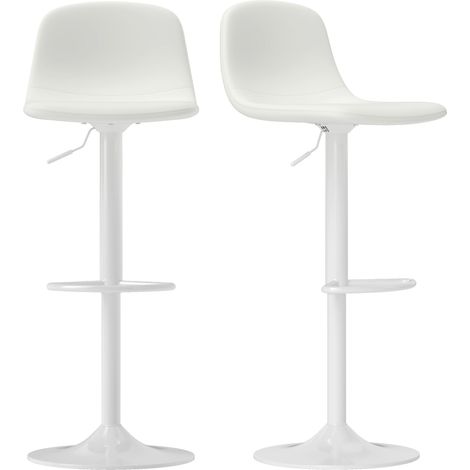 Set di 2 sgabelli alti regolabili a 360° con schienale e poggiapiedi per cucina, bar o sala da pranzo, 40,5x44x84-104 cm, colore bianco.