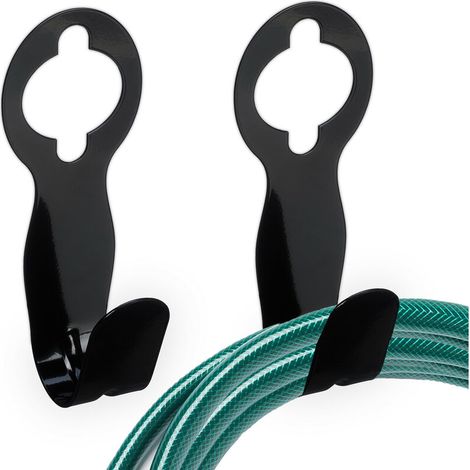 Wand- oder Wasserhahnhalterung, 2er-Set, Gartenschlauchhalter, für Schläuche bis 30 m, 23 x 9 x 9 cm, schwarz (1/4)