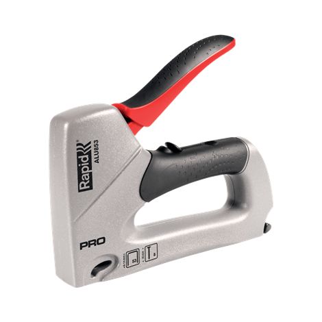 RAPID - ALU853 - Agrafeuse manuelle - Pour agrafes n°53/6-14mm et clous n°8/15mm, pose panneaux de bois fin, fibre de verre, isolants, bâches plastiques, étiquettes - Blister - (23235400)