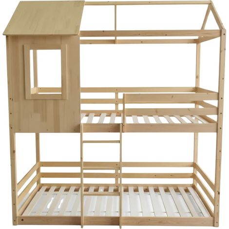 Letto a castello Montessori divisibile legno beige 90x190/90x190cm