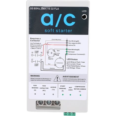 Module de démarrage progressif pour climatiseur 16-32A, protection contre l'inversion de sens de rotation du moteur, démarreur compact pour générateurs CVC, alimentation secteur (1/5)