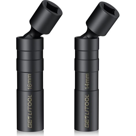 2PCS Cle a Bougie 14mm 16mm,Douille Bougie Entraînement 3/8"-Noir (1/5)