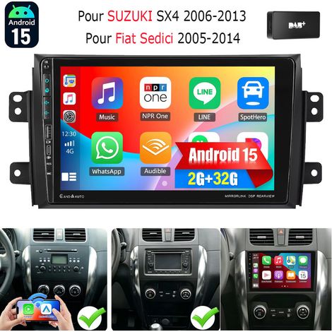 Autoradio Android 15 avec GPS, commandes au volant et Bluetooth pour SUZUKI SX4 Fiat Sedici - 2+32G DAB+ (1/5)
